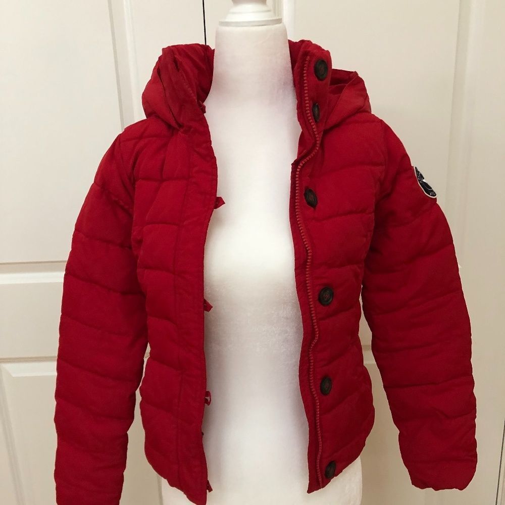 Kids red hooded winter coat
